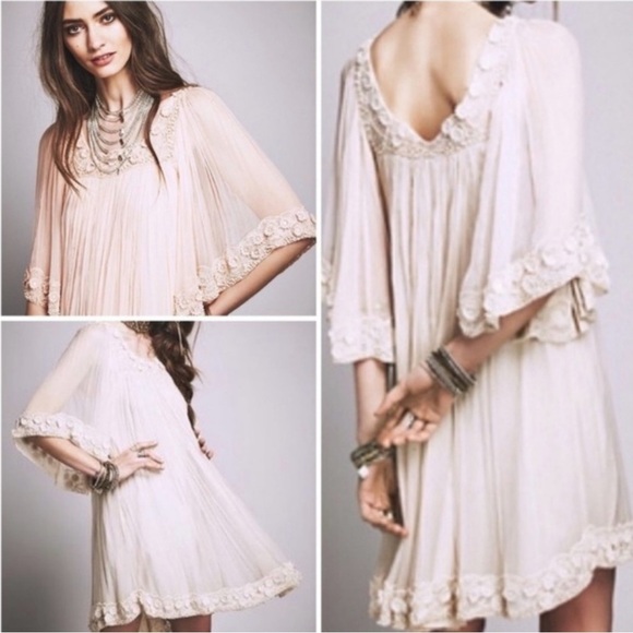 Free People Ivory Etheral Embellished Chiffon Mini Dress-small - Picture 2 of 14